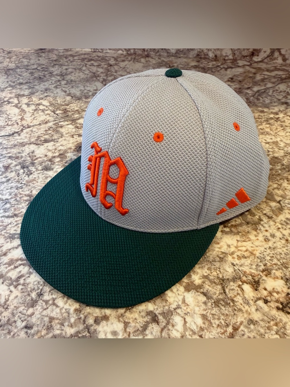 Miami Hurricanes Adidas Hat Mens Fitted 7 1/4 gray Flat Bill Trucker Baseball